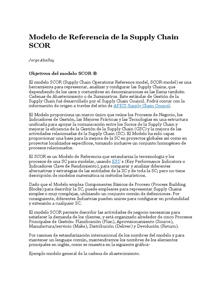 IECC - Modelo de Referencia de La Supply Chain SCOR | PDF | Marketing ...