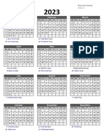 2023 Yearly Business Calendar Week No 05