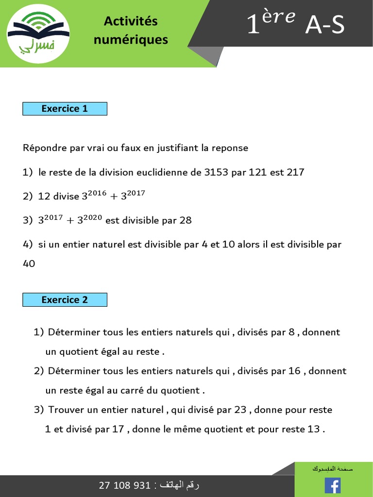 Exercices de mathématiques 2ème science | PDF | Méthodes et références ...