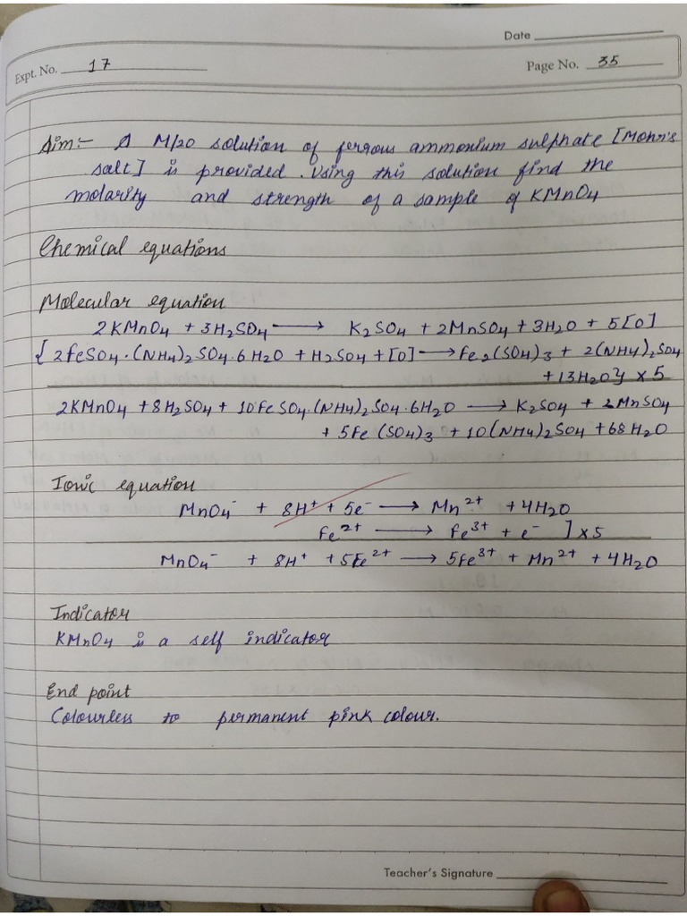 Mohr Salt Titration PDF