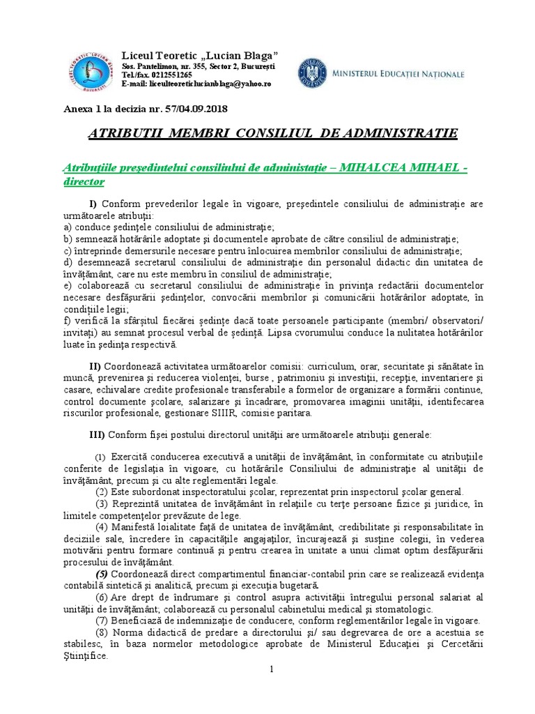 Atributii-membrii-C A | PDF
