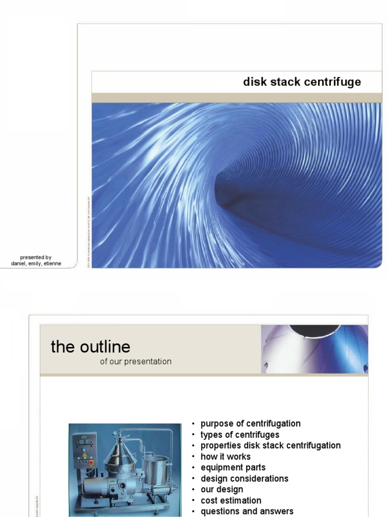 Disk Stack Centrifuge Overview and Design | PDF | Centrifuge | Physical ...