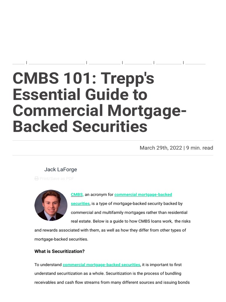 REFI CMBS 101 Trepp's Essential Guide To Commercial MortgageBacked