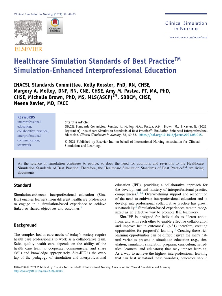 Healthcare Simulation Standards Of Best Practice – LNJE