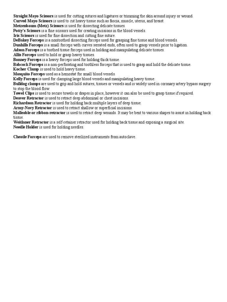 A Guide to Common Surgical Instruments and Their Uses PDF