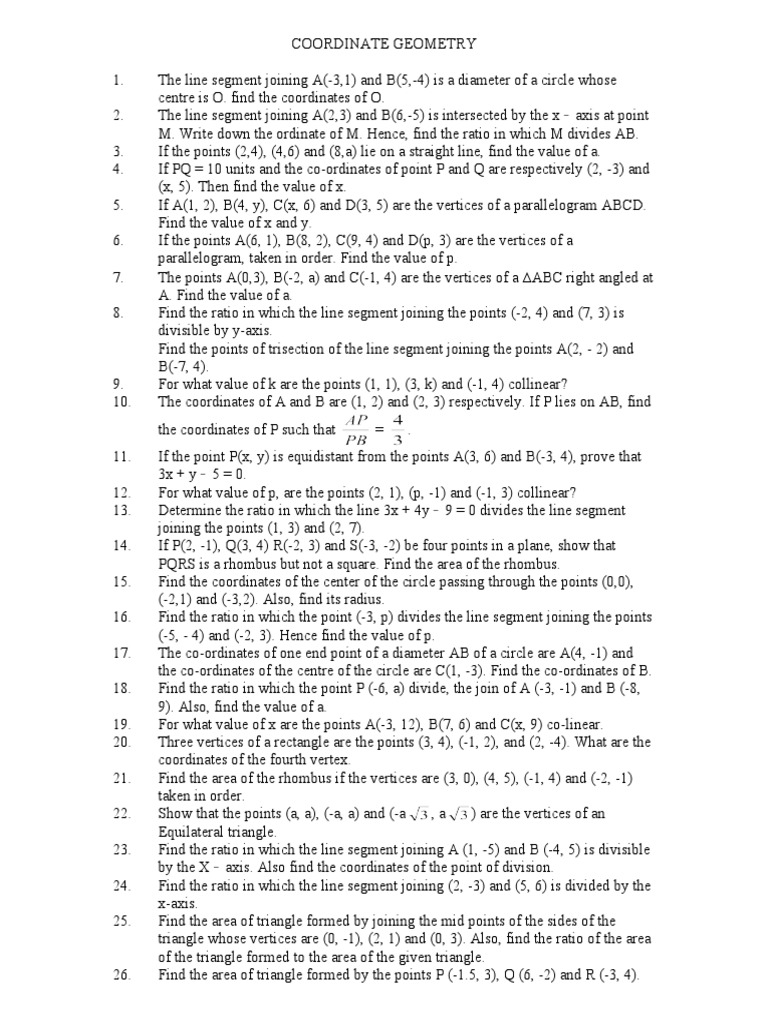 Coordinate Geometry | PDF | Triangle | Area