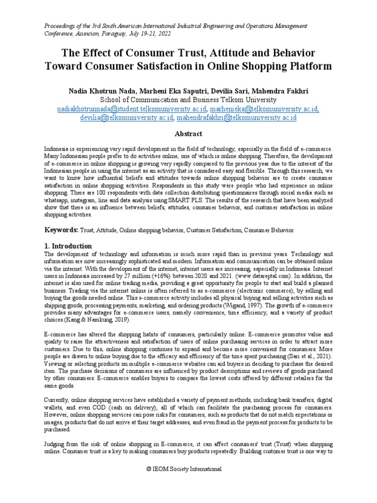 The Effect of Consumer Trust, Attitude and Behavior Research Paper ...