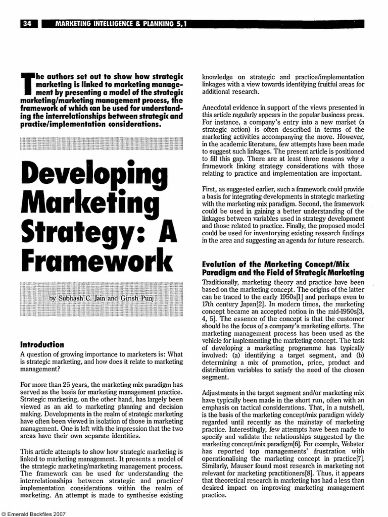 Developing Marketing Strategy PDF Marketing Marketing Strategy
