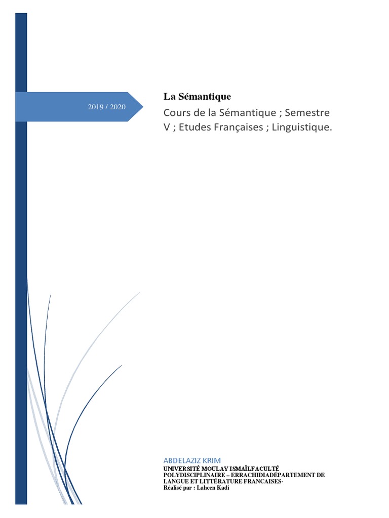 SÉMANTIQUE DESCRIPTIVE P. Lerat