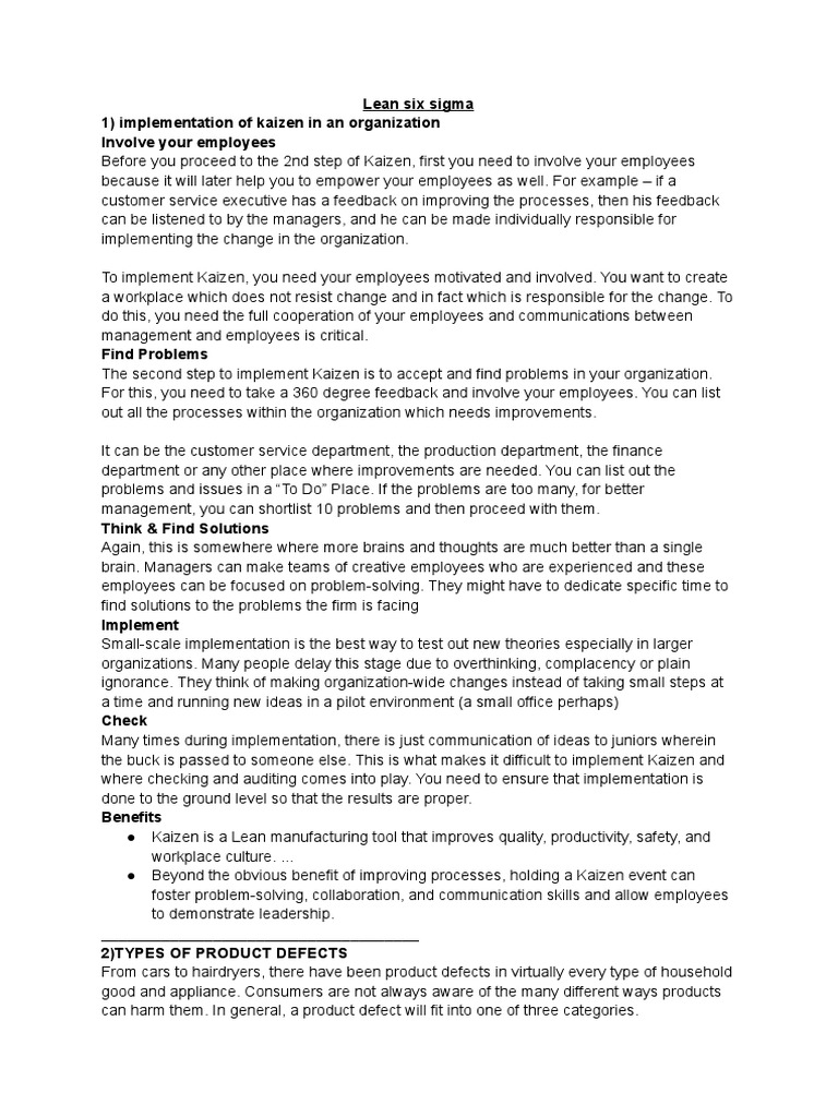 Lean Six Sigma (Part A) | PDF | Inventory | Product Liability