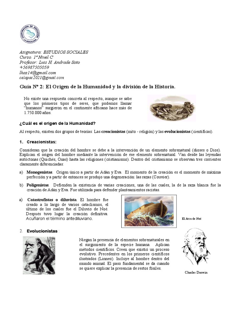 Guía #2 Origen de La Humanidad y División de La Historia | PDF ...