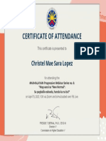 Certificate for Christel Lopez attending webinar on new normal education