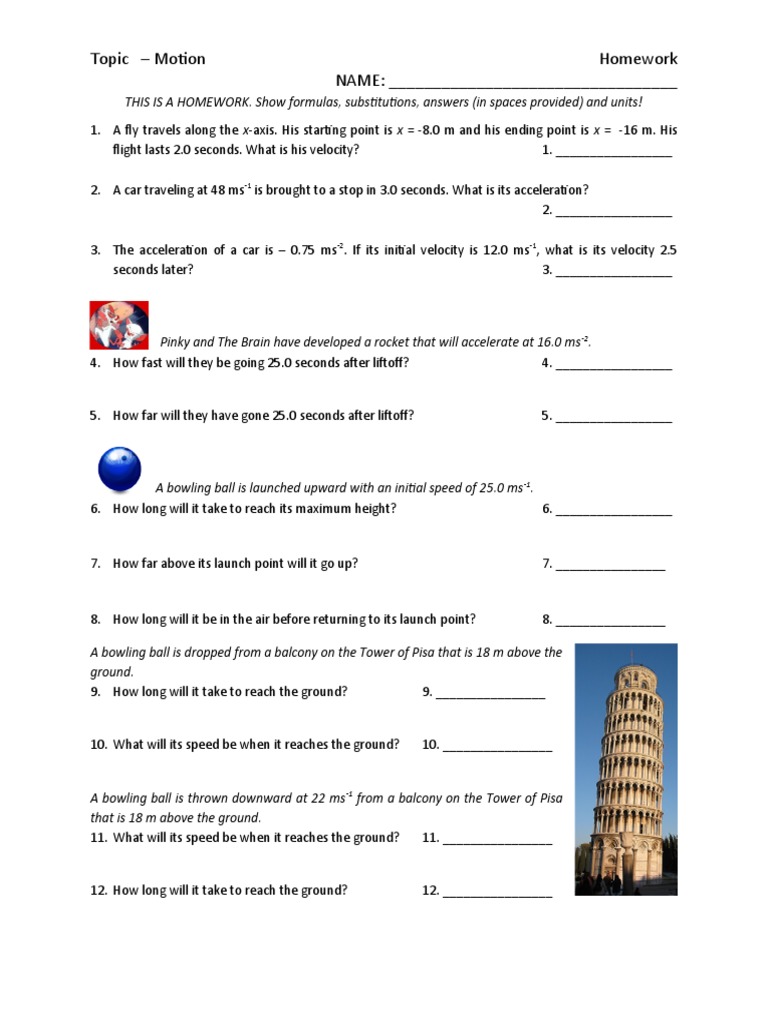 Motion Homework Problems and Solutions | PDF | Technology & Engineering