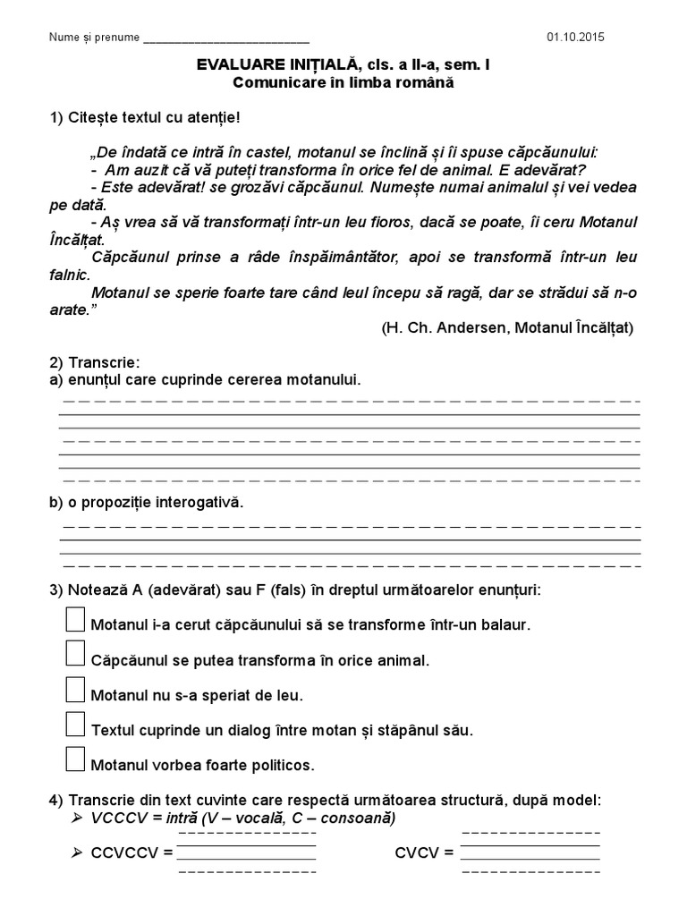 Evaluare Initiala | PDF