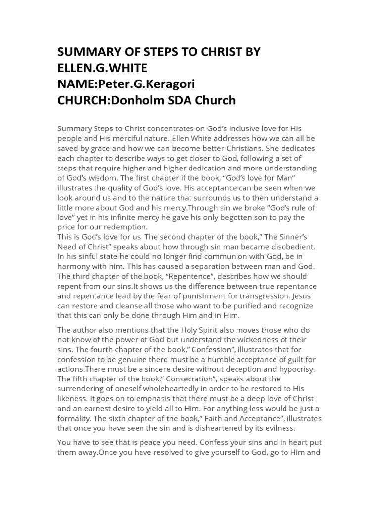 Summary of steps to christ by ellen g white pdf jesus sin
