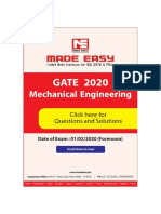 GATE 2020 Mechanical Engineering Questions and Solutions