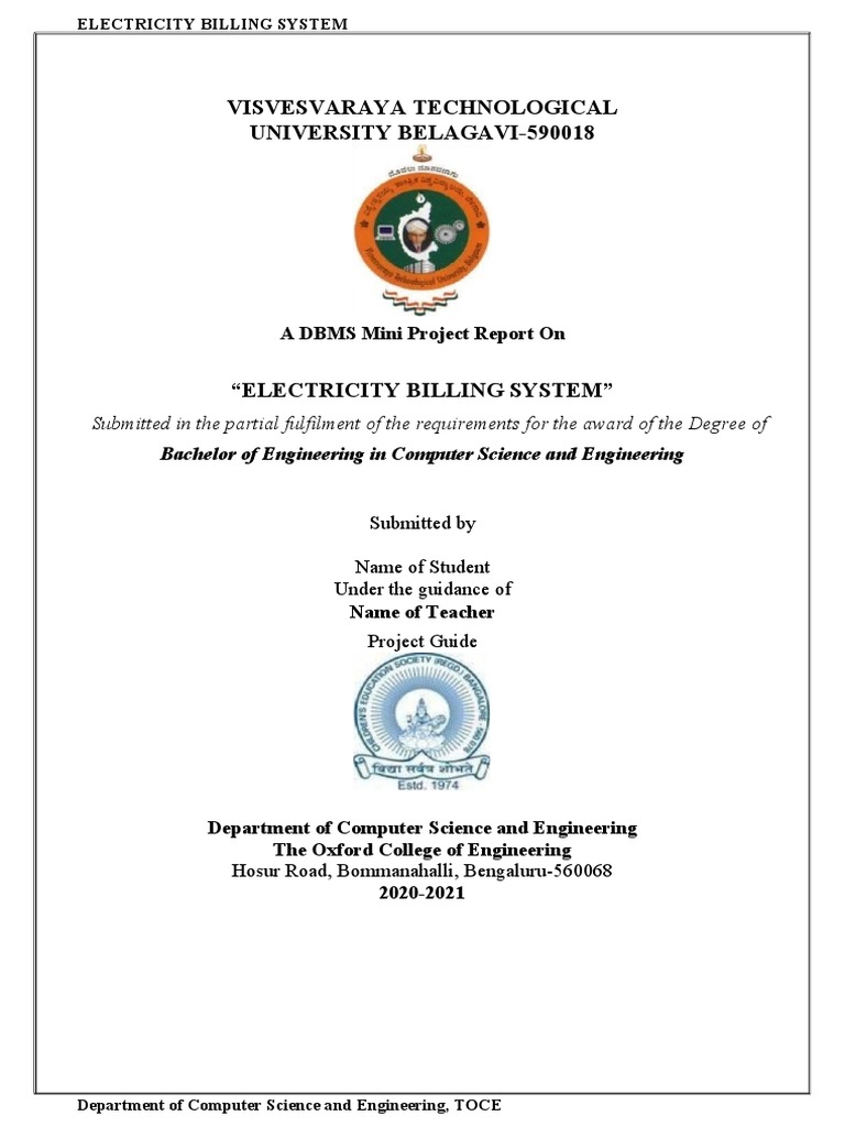 Electricity Billing System Project Report | PDF | Databases | Table ...