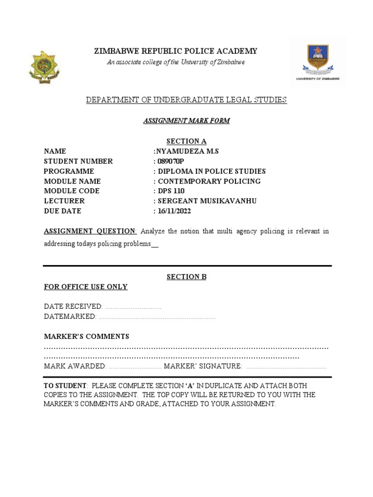 Contemporary Policing Assignmnt 2 DANGA | PDF | Prosecutor | Police