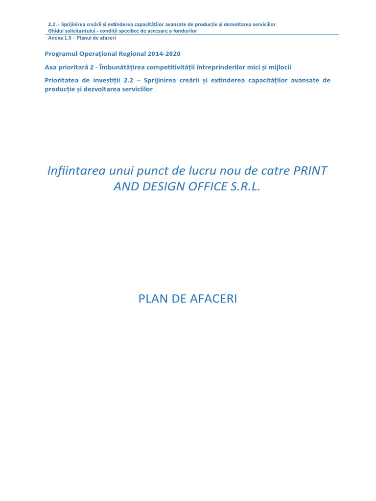 Print and Design - Plan de Afacer - v6.0 | PDF