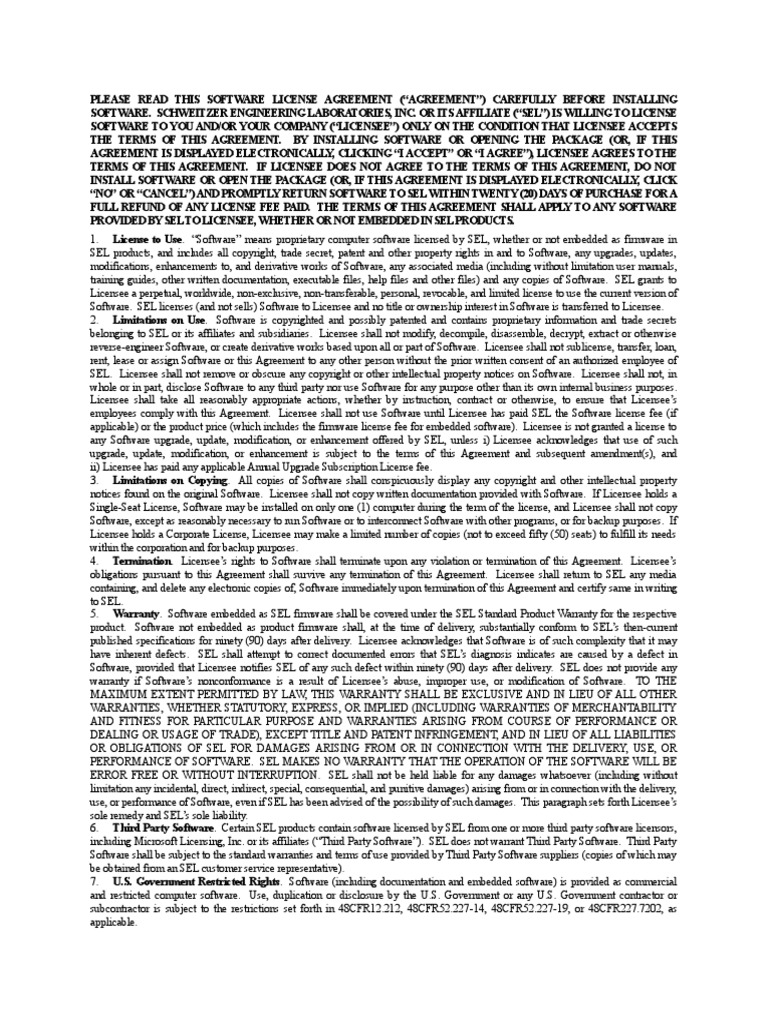 Software License Agreement Pdf