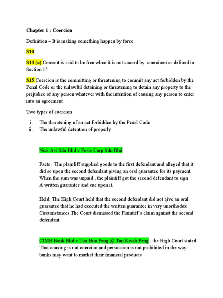 Chapter 1 Coercion PDF Common Law Justice