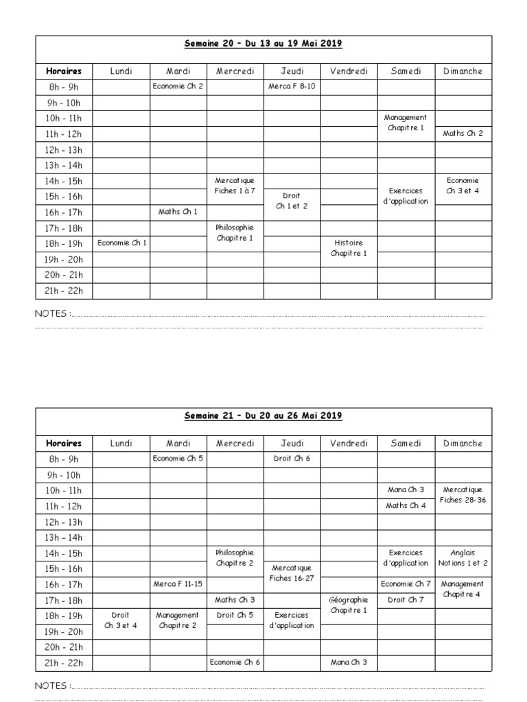 Planning de Révision Bac 2019 | PDF | Méthodes et références pédagogiques