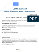 Alerta No - #087-2022 - Equipo de Ventilación Cuidado Crítico, Accesorios y Repuestos