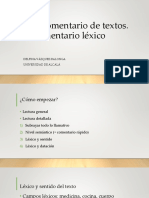 Comentario léxico del texto: campos léxicos, datación y bibliografía