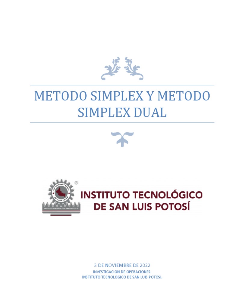 Metodo Simplex y Dual Simplex. | PDF | Matemáticas Aplicadas | Análisis ...