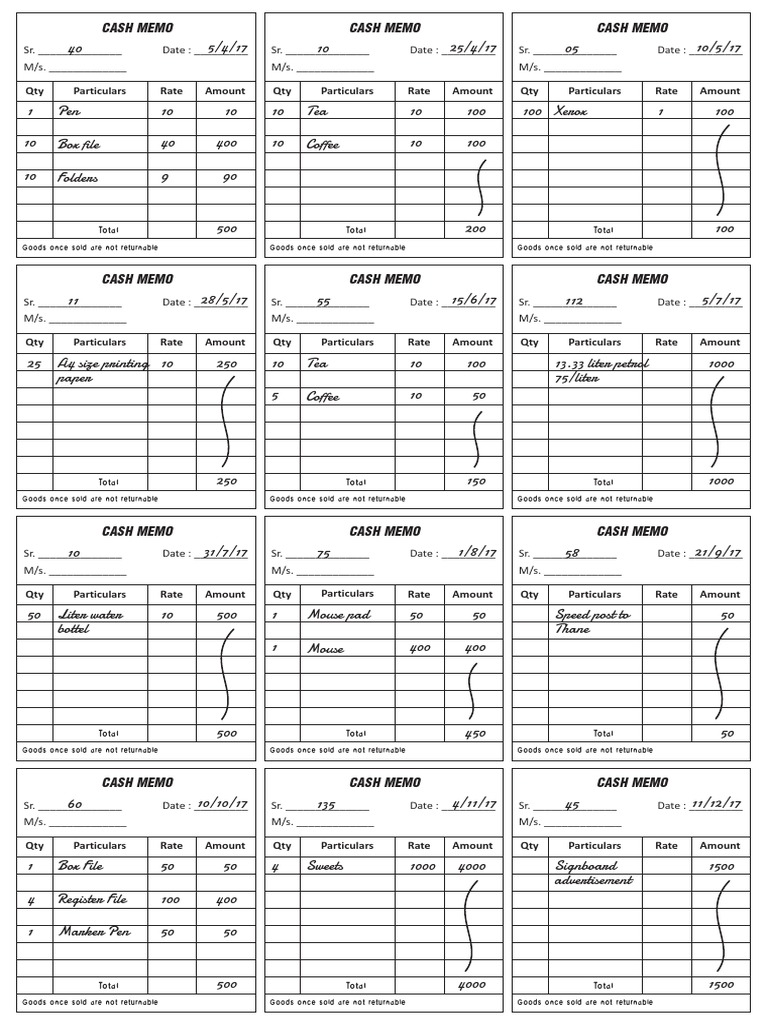 Cash Memo | PDF | Office Equipment