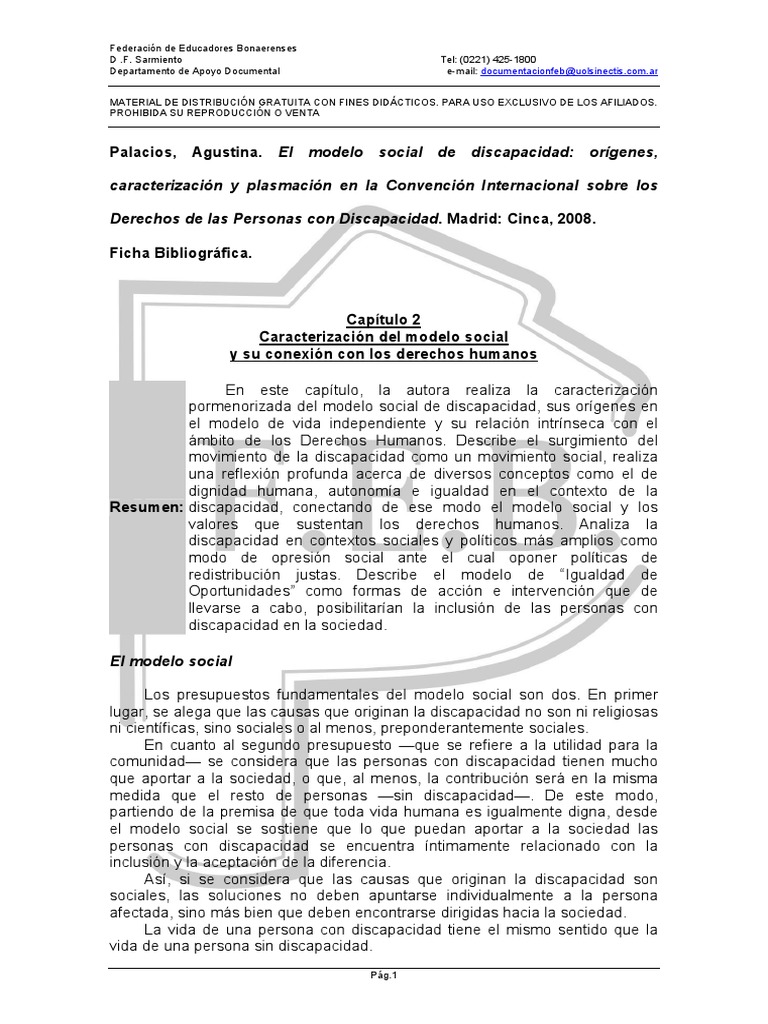 Modelo social de discapacidad y derechos humanos | PDF | Invalidez ...