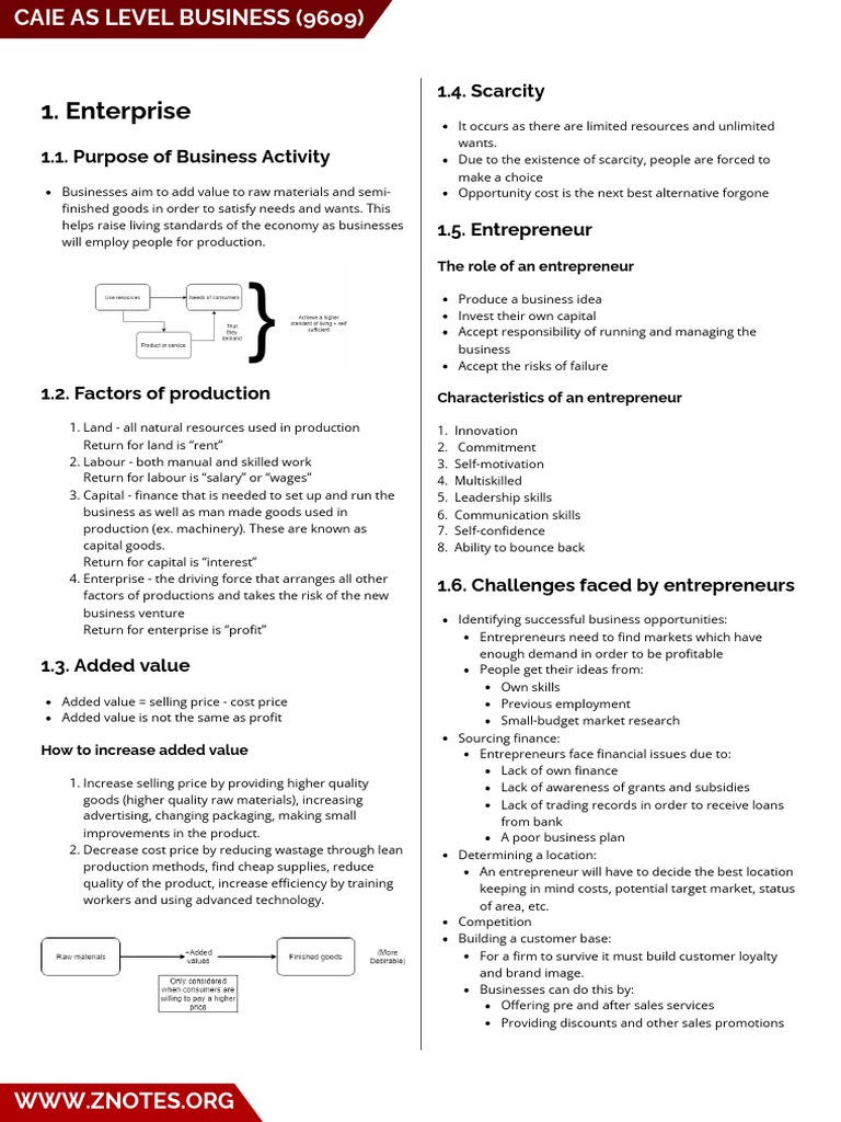 Business as level znotes pdf