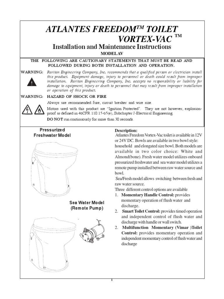 Raritan Atlantes Freedom w/Vortex-Vac - Household Style - White - Remote Intake Pump - Momentary Handle - 12v [AVHWR01202] main image 1