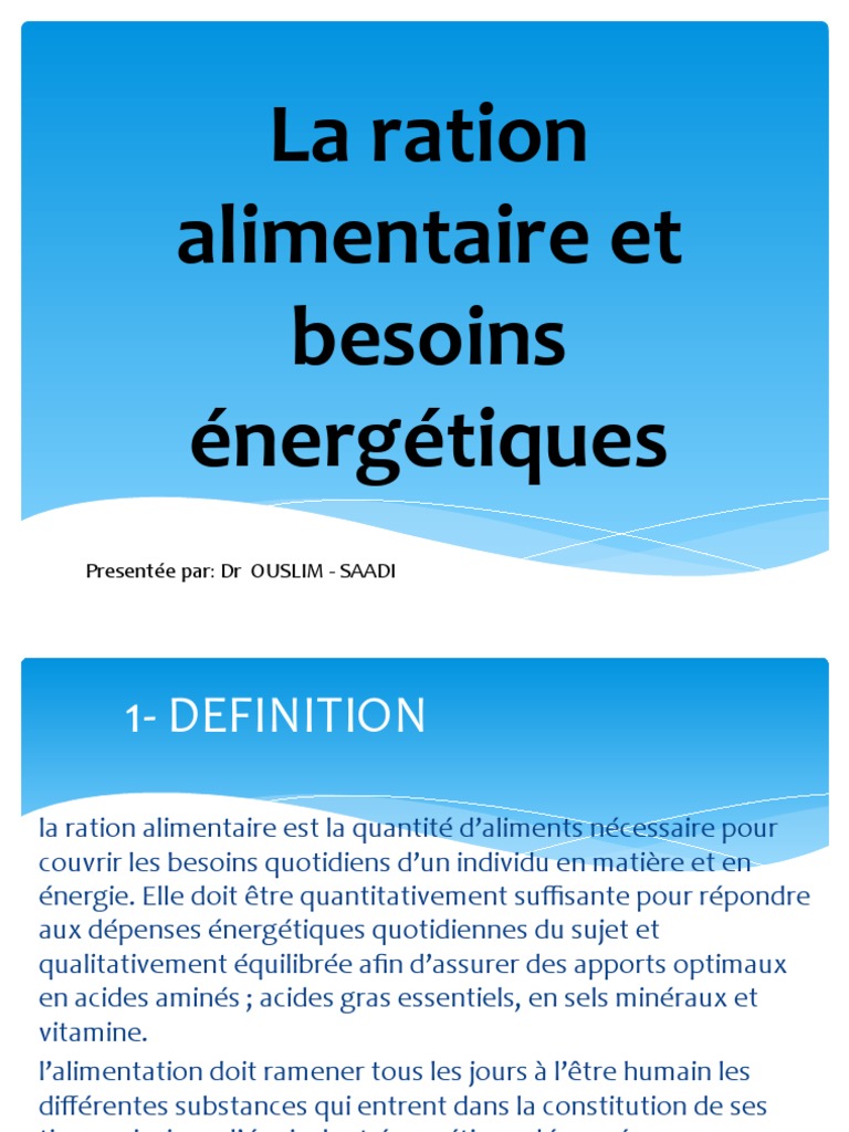 Définition et besoins en rations alimentaires | PDF | Régime et ...