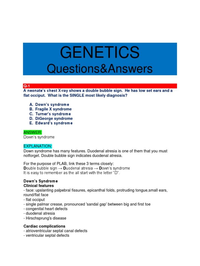Genetics Q&A: Common Syndromes Explained | PDF | Genetic Disorder ...