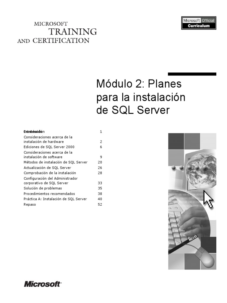 M dulo 2 planes para la instalaci n de sql server contenido pdf