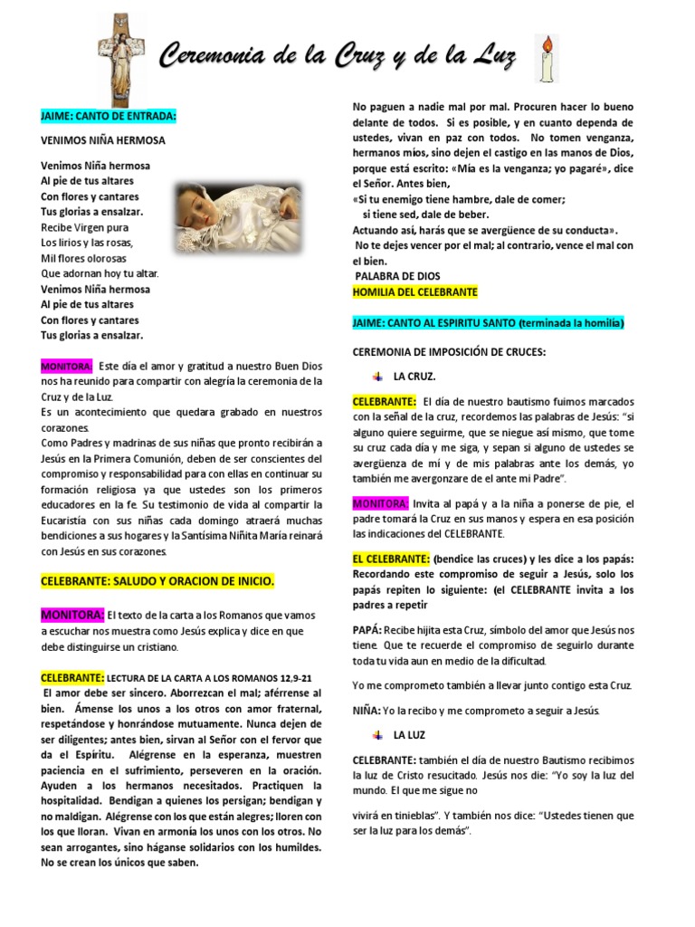 Guion de La Ceremonia de La Cruz y de La Luz | PDF | eucaristía | María ...