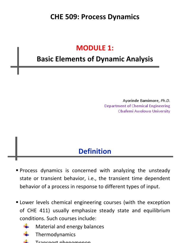 Process Dynamics in Chemical Engineering | PDF | Mathematical Model ...