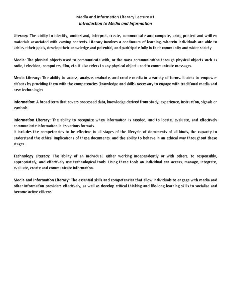 Media and Information Literacy Overview | PDF | Politics | Social Science