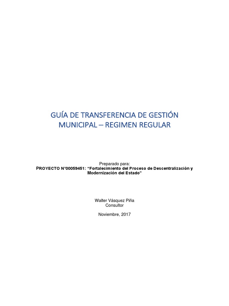 MUNI REGULAR Guía de Transferencia de Gestión Municipal | PDF ...