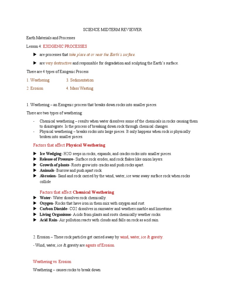 Science Midterm Reviewer PDF Fault (Geology) Weathering