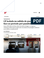 Só A CP Conseguiu Recuperar Volume de Passageiros Pré-Pandemia - Transportes - P