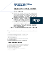 Aditivos para concreto: tipos y usos principales