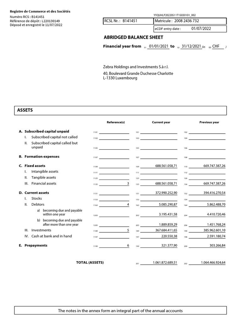RCSL Abridged Balance Sheet and Profit & Loss Account | PDF | Investing ...
