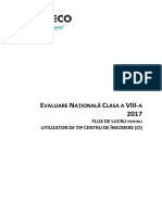 Evaluare Națională Clasa A Viii-A 2017 Flux de Lucru Pentru Utilizator de Tip Centru de Înscriere (Ci)