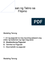 Tagisan NG Talino Sa Filipino Grade12