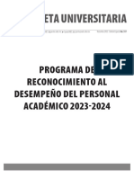 Gaceta 517 - Programa de reconocimiento al desempeño del personal académico 2023-2024