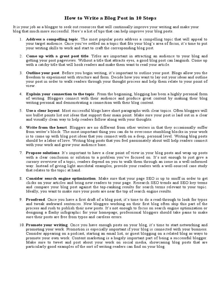 How to write a blog post in 10 steps pdf blog search engine
