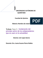 Tarea 11. - Fundamento Del Principio Activo de Los Antiparasitarios Que Se Usan en La Actualidad.