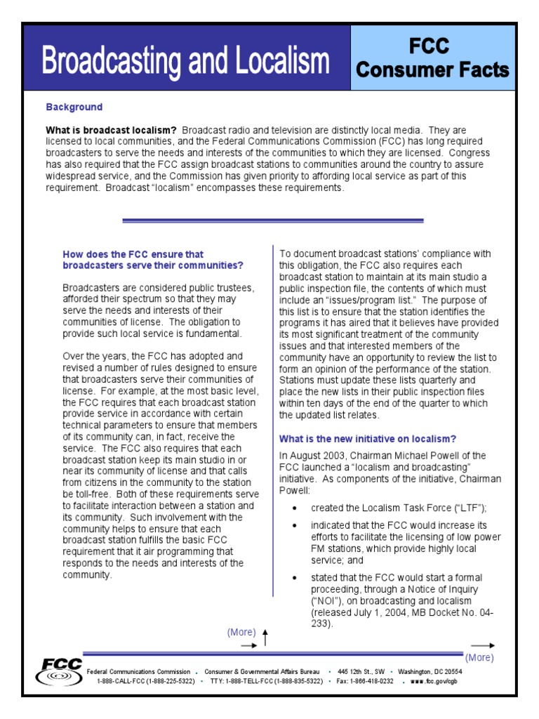 An Overview of Broadcast Localism and the FCC's Initiative to Promote